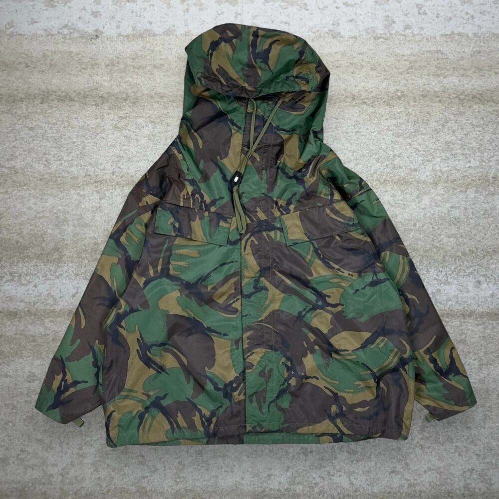 Vintage 90s Military Camo Jacket Mens XL Woodland Water Proof Hooded Full Zip